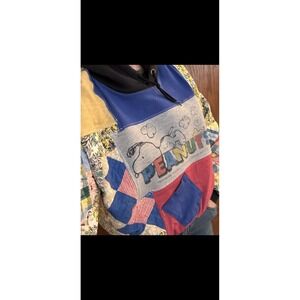 SNOOPY Peanuts Woodstock Hoodie Unique Upcycled Quilt Vintage L XL SweatShirt